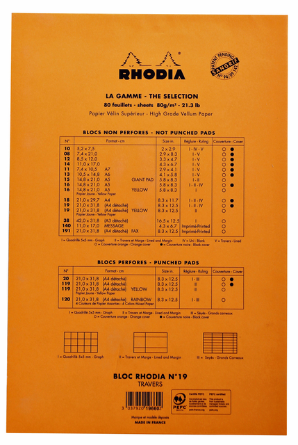 Schrijfblok Rhodia A4 lijn 80 vel 80gr geel — Foto 2 von 2
