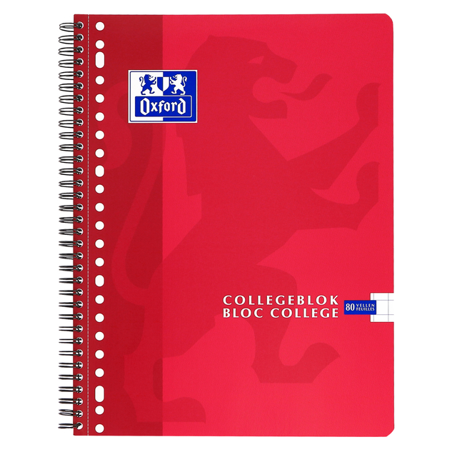 Collegeblok Oxford School A4 ruit 10x10mm 23-gaats 160 pagina's 80gr assorti — Photo 2 sur 2