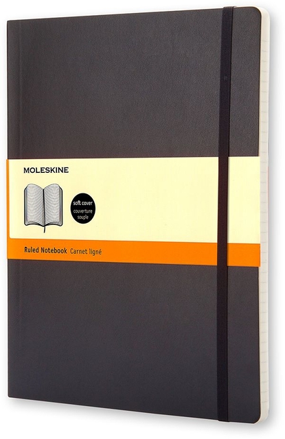 Notitieboek Moleskine XL 190x250mm lijn zwart