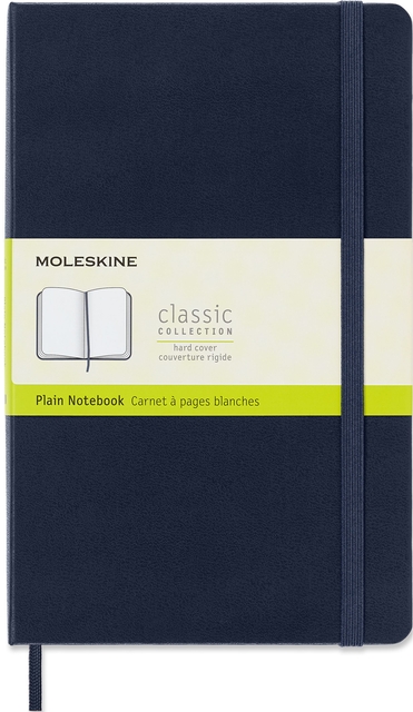 Notitieboek Moleskine large 130x210mm blanco hard cover sapphire blue