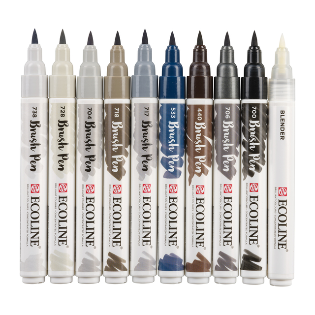 Brushpen Talens Ecoline set à 10 stuks grijs — Foto 2 von 2