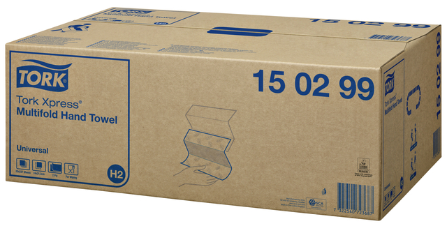 Handdoek Tork H2 Xpress Universal multifold 2-laags 213x234mm 20x237 vel wit 150299 — Foto 2 von 2