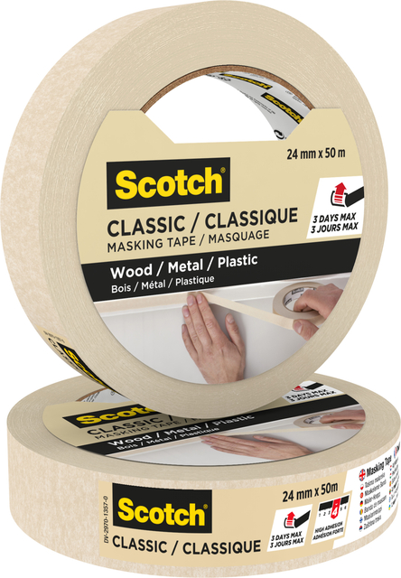 Afplaktape Scotch Classic 24mmx50m beige — Foto 2 van 2