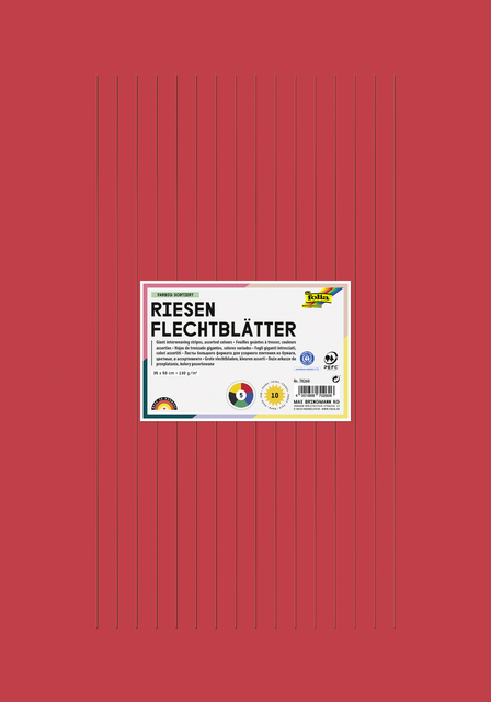 Vlechtpapier Folia 130gr 35x50cm 10 vel assorti kleuren