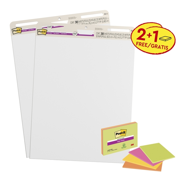 Meeting chart Post-it 559 63.5x76.2cm 2 blokken + 4 blokken Meeting notes gratis