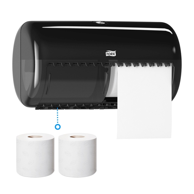 Toiletpapierdispenser Tork T4 Elevation duo zwart 557008 — Foto 2 von 2