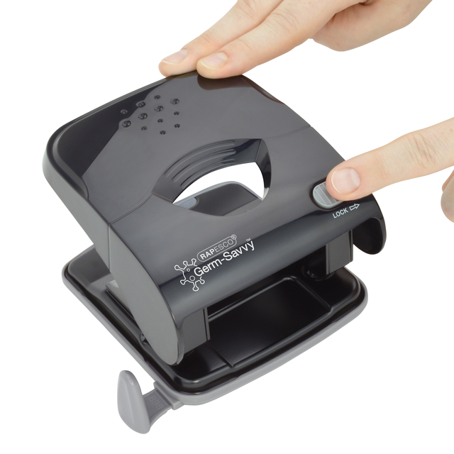 Perforator Rapesco Germ-Savvy Less Effort Eco X5-40ps antibacterieel 2-gaats zwart — Foto 2 von 2