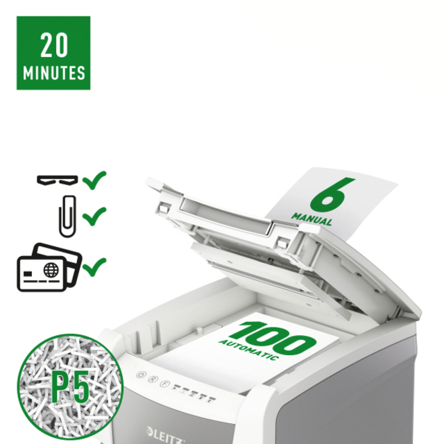 Leitz 80120000 papiervernietiger Microversnippering 22 cm Grijs, Wit — Photo 2 sur 2