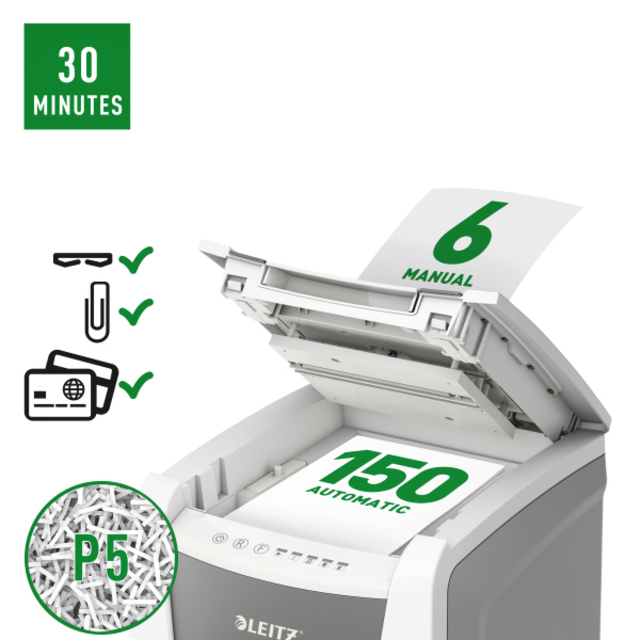 Leitz 80140000 papiervernietiger Microversnippering 22 cm Grijs, Wit — Photo 2 sur 2