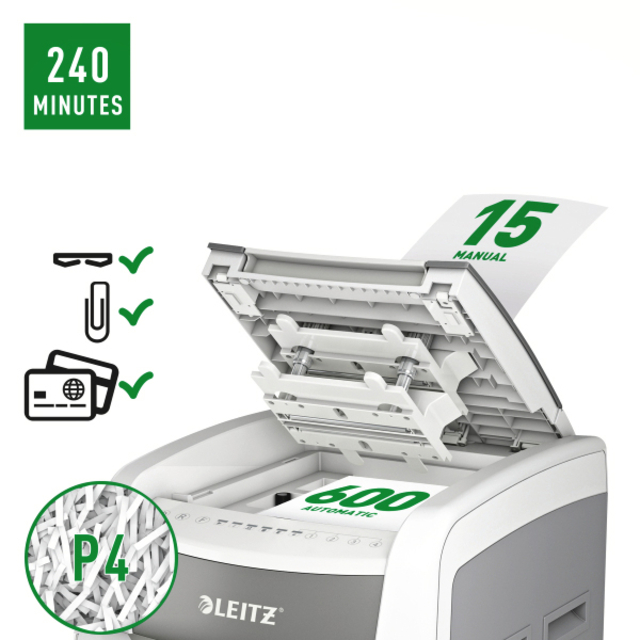 Papiervernietiger Leitz IQ Auto+ Pro 600 P4 snippers 4x28mm — Photo 2 sur 2