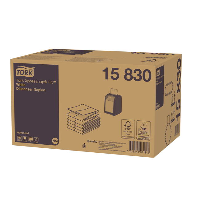 Servet Tork N14 Xpressnap Fit Advanced multifold 2-laags 213x165mm 720 vel wit 15830 — Foto 2 von 2
