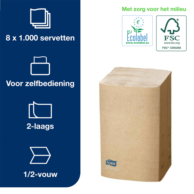 Servet Tork N4 Xpressnap Premium 1/2 vouw 2-laags 213x165mm 1000 vel naturel 12880 — Foto 2 von 2