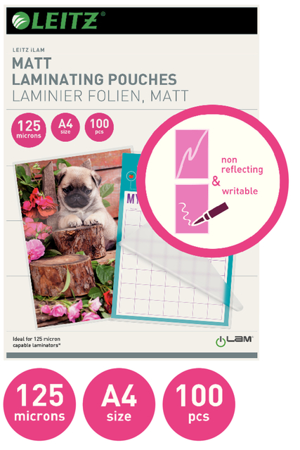 Lamineerhoes Leitz iLAM A4 2x125micron EVA Mat 100stuks — Foto 2 von 2