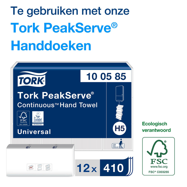 Handdoekdispenser Tork H5 Elevation PeakServe wit 552500 — Photo 2 sur 2