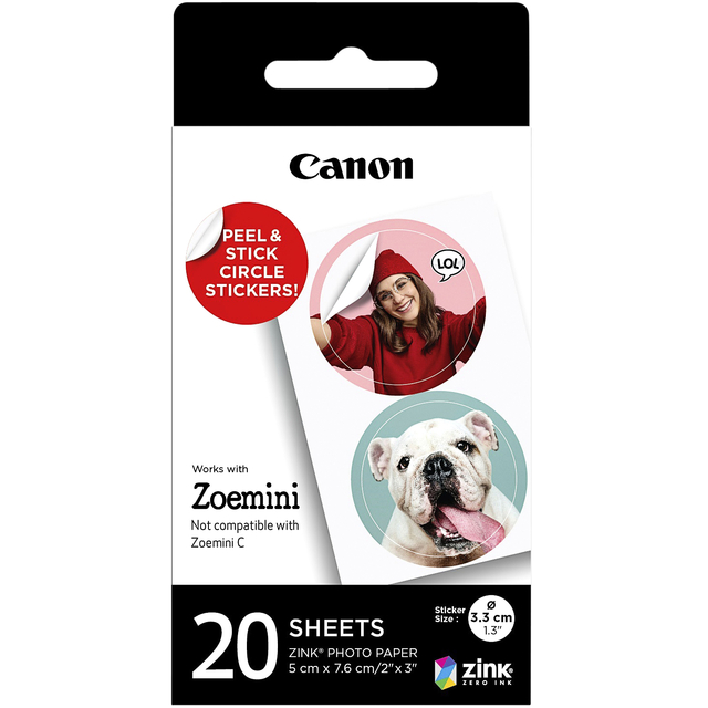 Canon Zink Fotopapier Rond (20 vellen) — Photo 2 sur 3