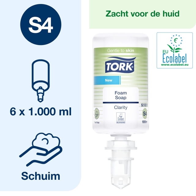 Handzeep Tork S4 Premium schuim 1000ml Clarity 520201 — Foto 2 von 2