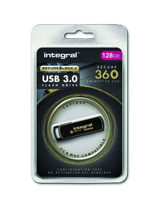 USB stick 3.0 Integral Secure 360 USB-A 128GB zwart — Foto 2 von 2