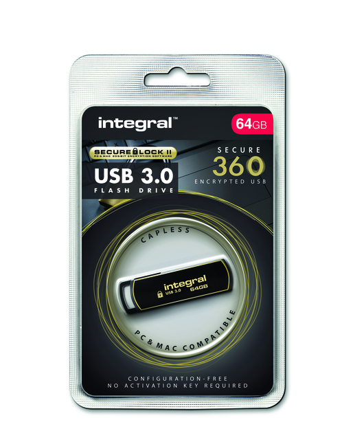 USB stick 3.0 Integral Secure 360 USB-A 64GB zwart — Foto 2 von 2
