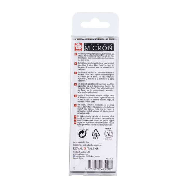 Fineliner Sakura Pigma Micron lichtgrijs set 4 maten — Photo 2 sur 2