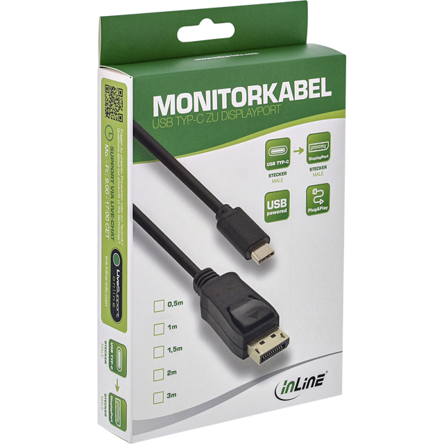 Kabel inLine USB-C Displayport 3.1 4K M/M 2 meter zwart — Foto 2 von 2