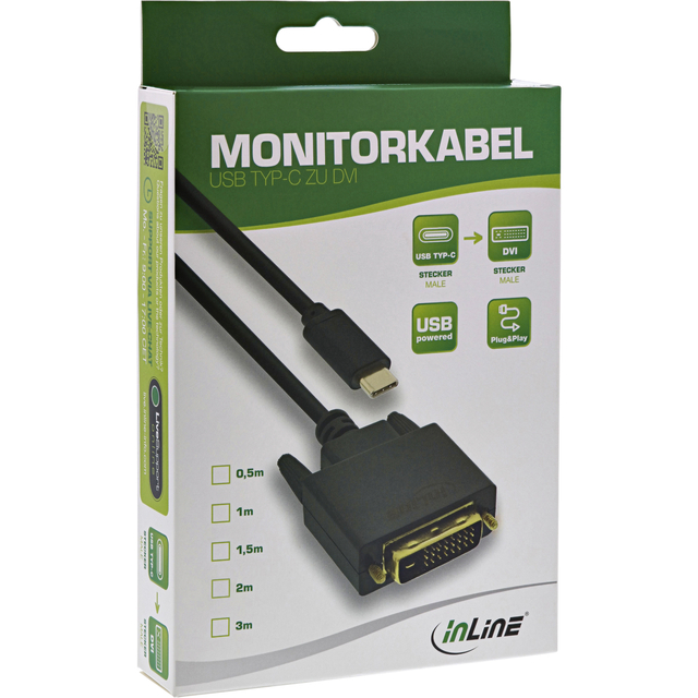Kabel inLine USB-C DVI 24+1 3.1 1080P M/M 2 meter zwart — Photo 2 sur 2