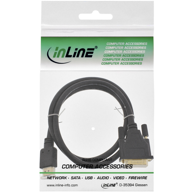 Kabel inLine HDMI DVI 18+1 pin M/M 2 meter zwart — Foto 2 von 2