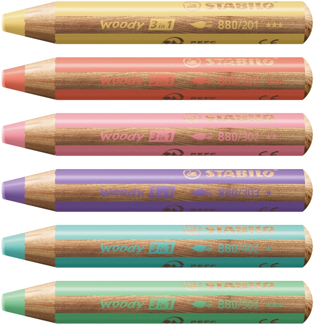 Kleurpotloden STABILO 880 woody slijper pastel assorti 6 stuks — Foto 2 von 2