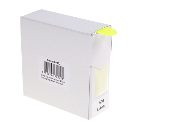 Etiket Rillprint 25mm op rol fluor geel 500 stuks — Foto 2 von 2