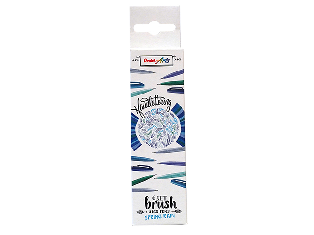 Brushpen Pentel Sign SES15C Spring Rain assorti 6 stuks — Foto 2 van 2