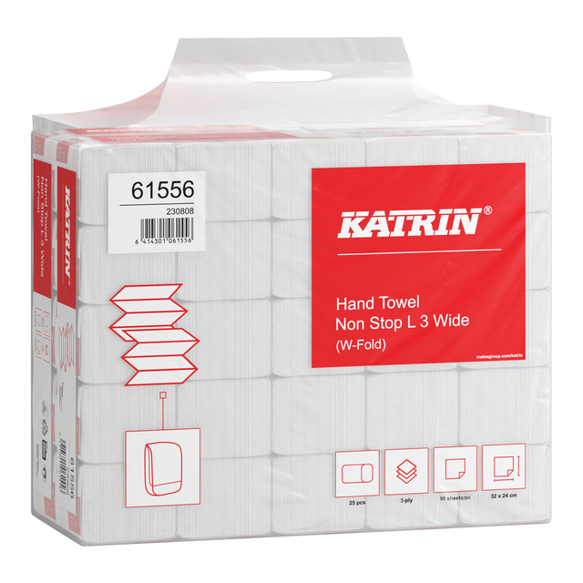 Handdoek Katrin w-vouw 3-laags 240x320mm 25x90 vel wit 61556 — Foto 2 van 2