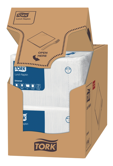 Lunchservet Tork Universal 1/4 vouw 1-laags 325x325mm 500 vel wit 509300 — Foto 2 von 2