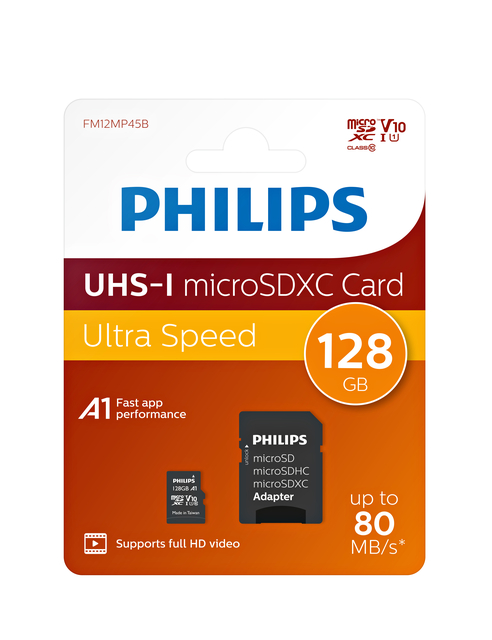Geheugenkaart Philips micro SDXC Class 10 UHS-I U1 128GB — Foto 2 van 2