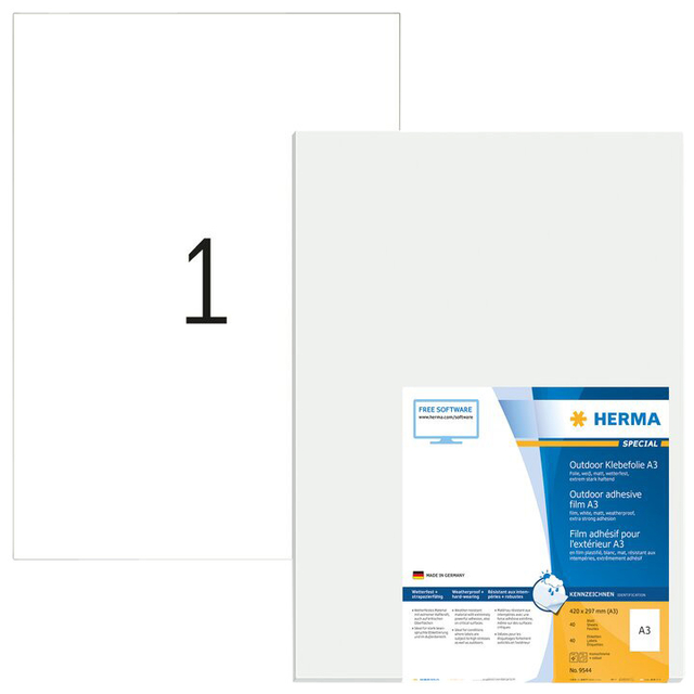 Etiket HERMA 9544 297x420mm weerbestendig wit 40 stuks — Photo 2 sur 2