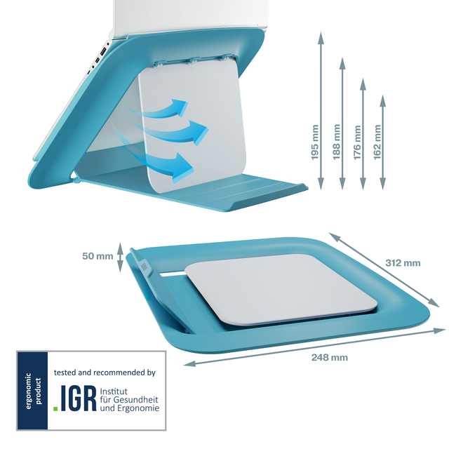 Laptopstandaard Leitz Ergo Cosy verstelbaar recyled blauw — Foto 2 van 2