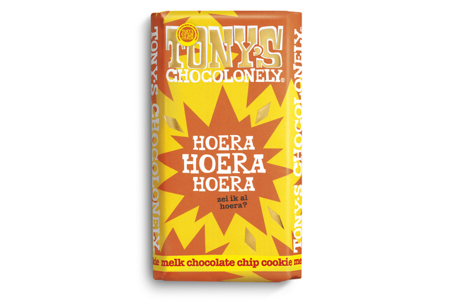 Chocolade Tony's Chocolonely gefeliciteerd melk cocolate chipcookie reep 180gr — Foto 2 van 2