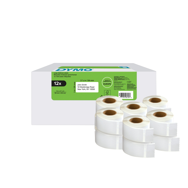 Etiket Dymo LabelWriter adressering 25x54mm 12 rollen á 500 stuks wit — Foto 2 von 2