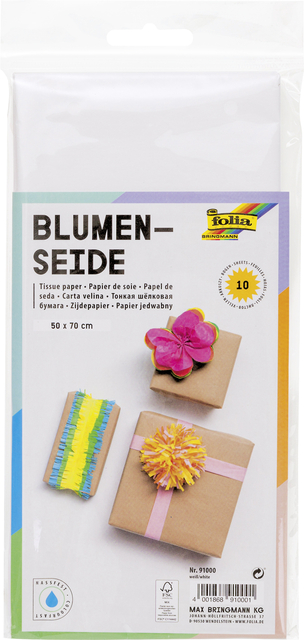 Zijdevloeipapier Folia 50x70cm 20gr nr00 wit 10 vel