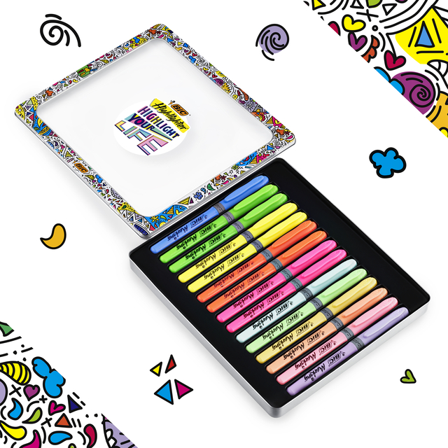 Markeerstift Bic grip Highlight your life assorti blik à 15 stuks — Foto 2 von 2