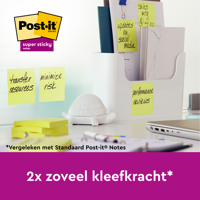 Memoblok 3M Post-it 654 Super Sticky 76x76mm geel — Photo 2 sur 2