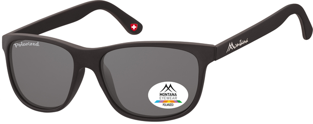 Zonnebril Montana mat zwart met smoke polarized glas