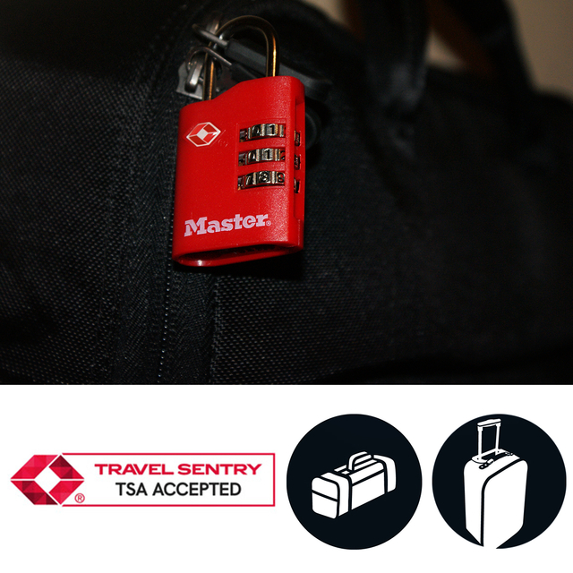 Hangslot Masterlock 3-cijfer combi TSA set van 2 sloten assorti in willekeurige kleur 30mm — Foto 2 von 2