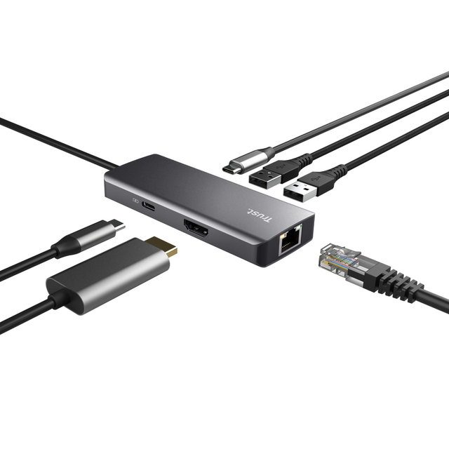 Adapter Trust Dalyx 6-in-1 USB-C multipoort grijs — Photo 2 sur 2