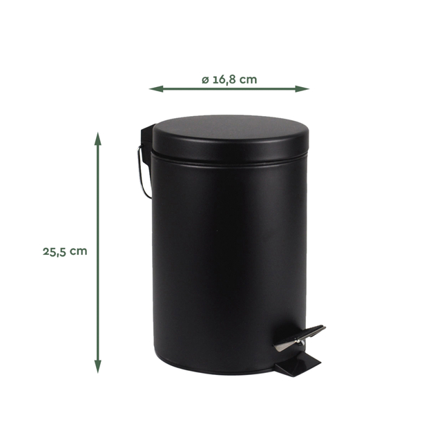 Afvalbak BRASQ pedaalemmer 3 liter zwart — Foto 2 von 2