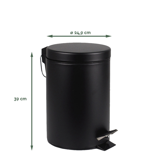 Afvalbak BRASQ pedaalemmer 12 liter zwart — Foto 2 van 2
