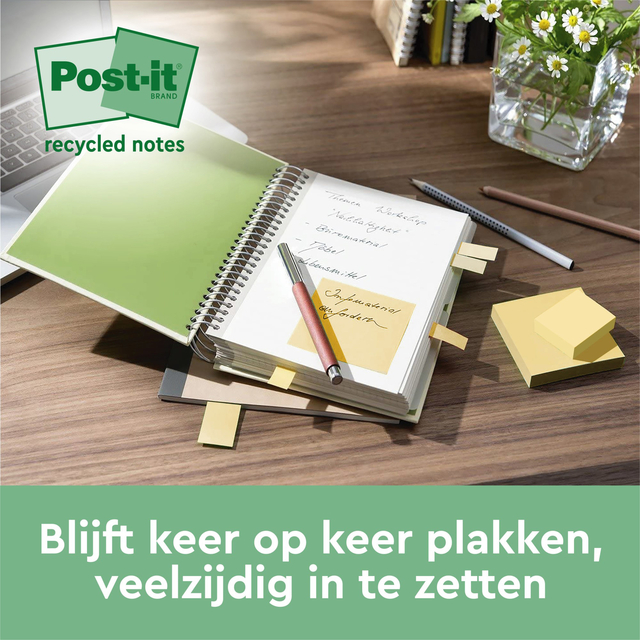Memoblok 3M Post-it 654 76x76mm recycle geel 18 + 6 gratis — Photo 2 sur 2