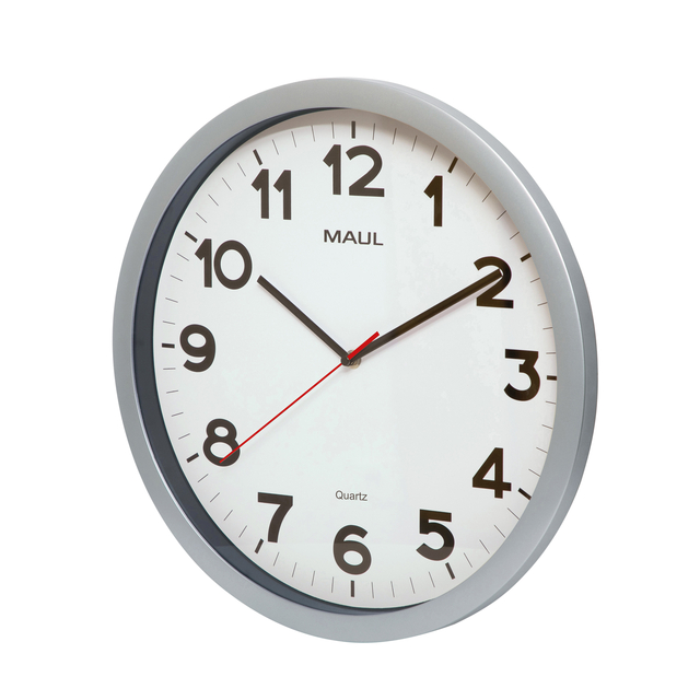 Wandklok MAUL Step Quartz Ø40x5cm kunststof zilver/wit stildraaiend — Photo 2 sur 2
