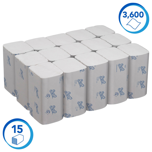 Handdoek Scott Essential i-vouw 1-laags 200x318mm 15x240 vel wit 6669 — Foto 2 von 2