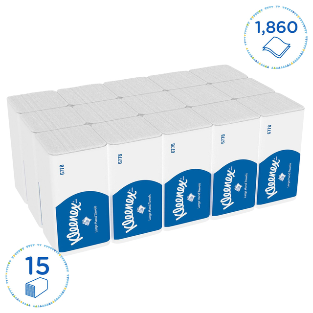 Handdoek Kleenex Ultra i-vouw 2-laags 215x318mm 15x124 vel wit 6778 — Foto 2 von 2