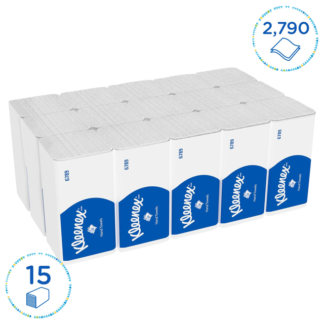 Handdoek Kleenex i-vouw 2-laags 215x212mm 15x186 vel wit 6789 — Foto 2 von 2