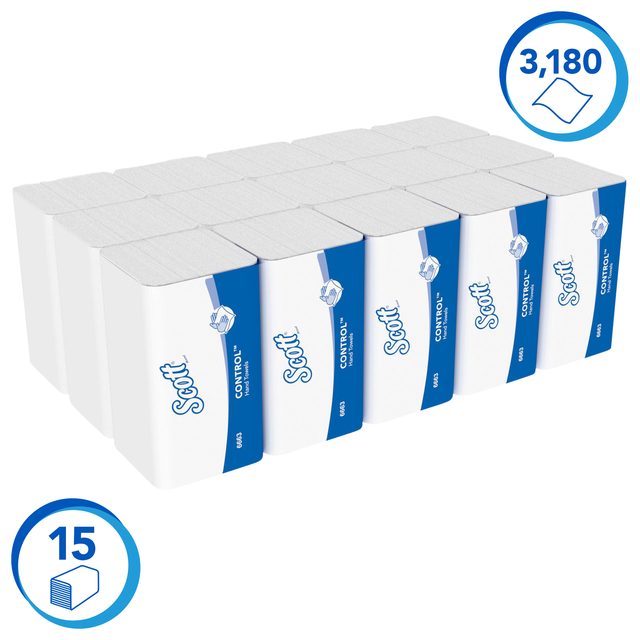 Handdoek Scott Control i-vouw 1-laags 215x315mm 15x212 vel wit 6663 — Foto 2 van 2